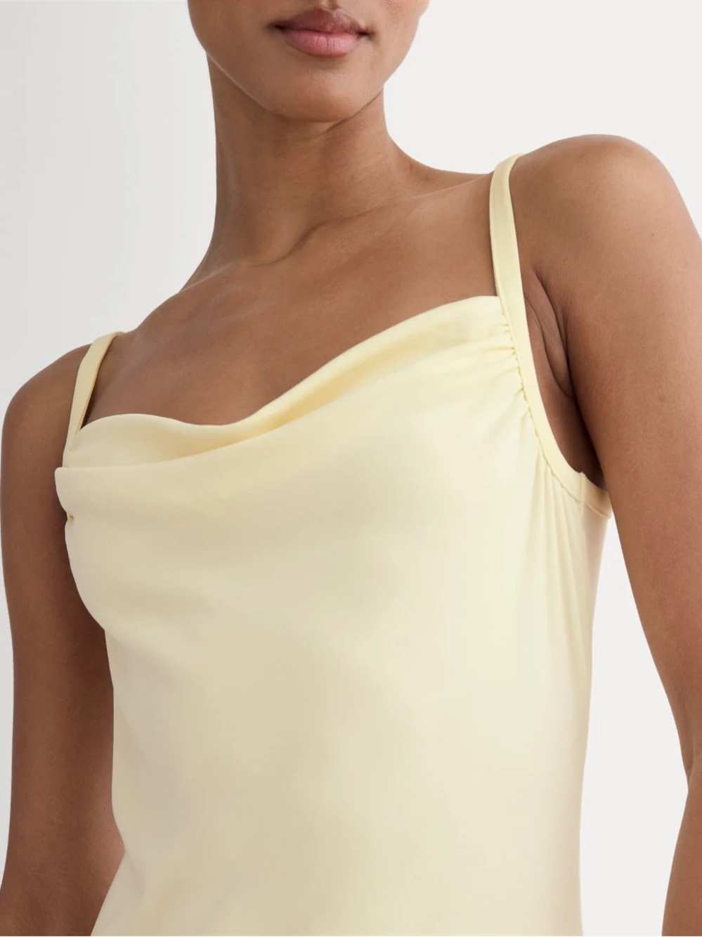 Everlane Pale Yellow Draped Cowl Midi Slip Dress butterknit L
